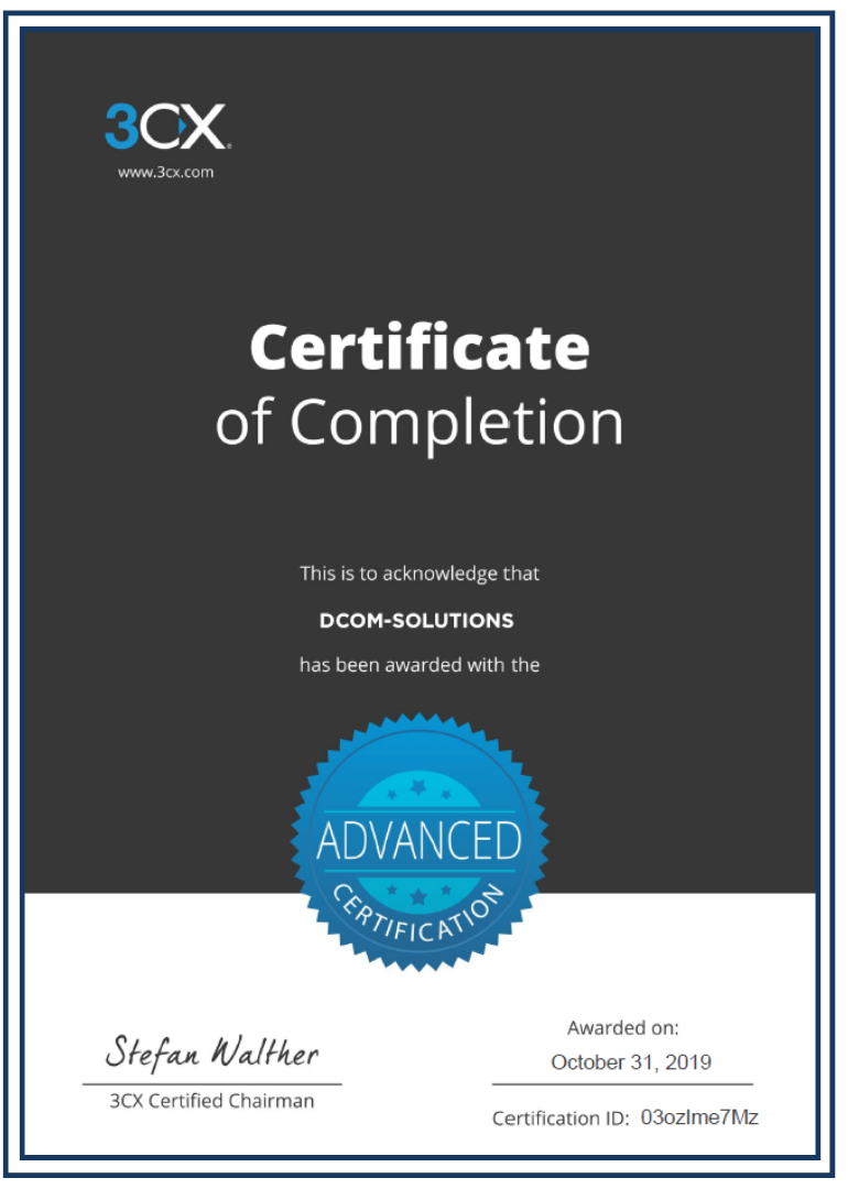 Certification 3CX Advanced - Dcom-Solutions