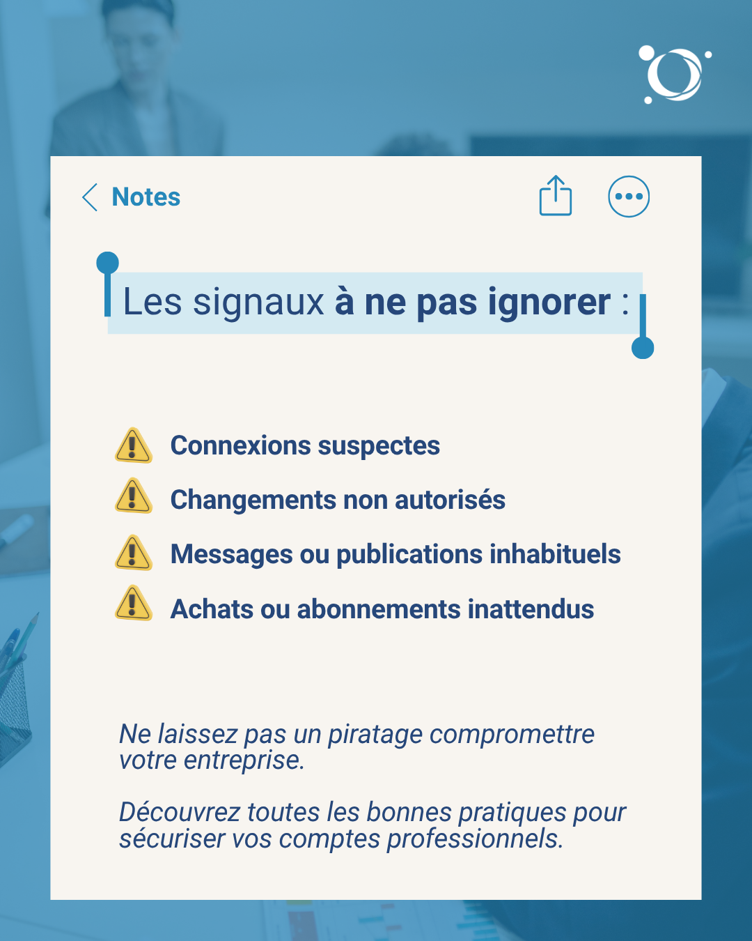 Les signaux à ne pas ignorer - Piratage de compte